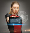 futuristic woman with tablet pc