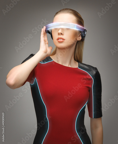 Photo: woman with futuristic glasses woman with futuristic glasses