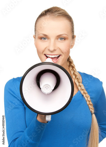 Photo: happy woman with megaphone happy woman with megaphone