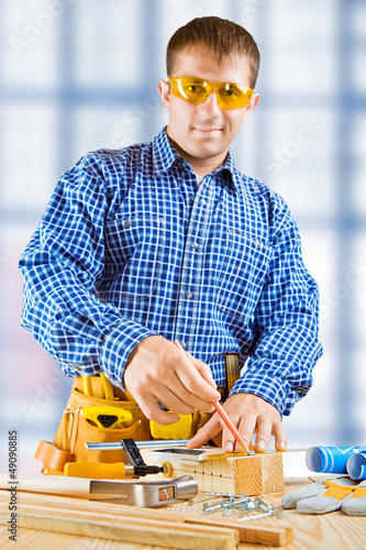 Photo: A worker. Fokus on hands A worker. Fokus on hands