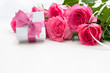 Photo: Bouquet of roses and gift box Bouquet of roses and gift box