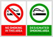 No smoking and Smoking area labels - Set 2