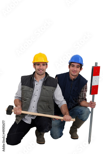 Photo: duo of workman posing in studio duo of workman posing in studio