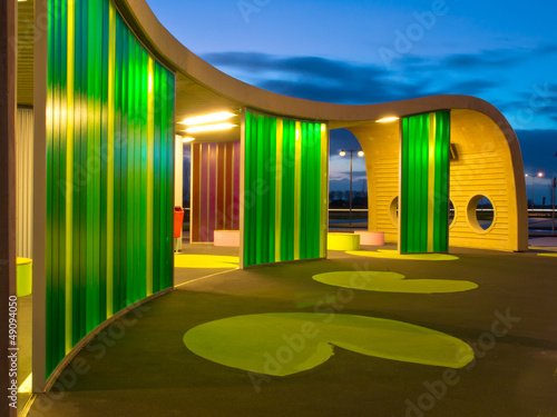 Photo: Green colored waiting area Green colored waiting area