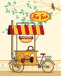 Vektor: trolley wheel for fast food in the urban landscape trolley wheel for fast food in the urban landscape