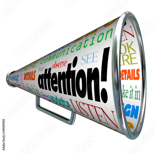 Illustration: Attention Bullhorn Megaphone Sends Warning Message Attention Bullhorn Megaphone Sends Warning Message