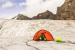 The climber prepares sports equipment at competitions