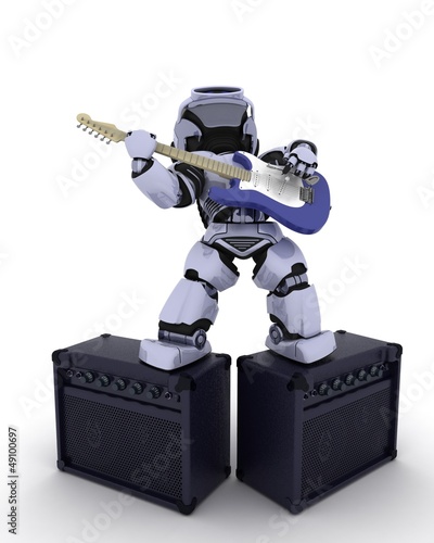 Illustration: Robot playing the guitar Robot playing the guitar