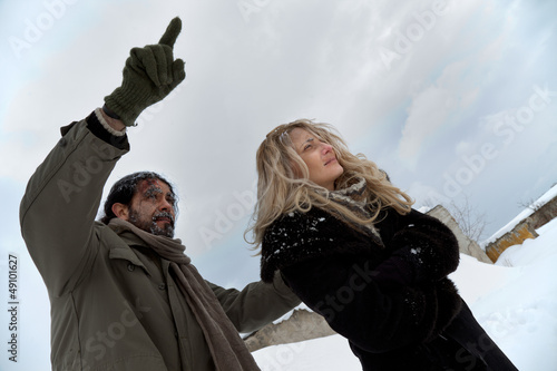 Photo: Homeless couple in winter time Homeless couple in winter time