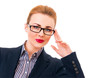 Close-up portrait of  young business woman with eyeglasses