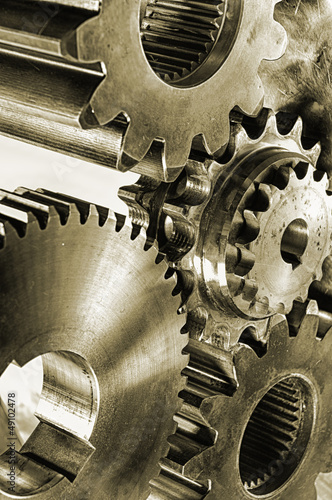Photo: gears and coigs in old fashioned brownish look gears and coigs in old fashioned brownish look