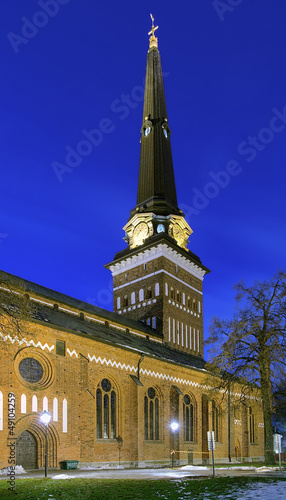 Photo: Vasteras Cathedral in winter evening, Sweden Vasteras Cathedral in winter evening, Sweden