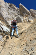 Dolomiti - hiker on via Ferrata