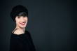Photo: Smiling girl with french style outfit and copy space Smiling girl with french style outfit and copy space