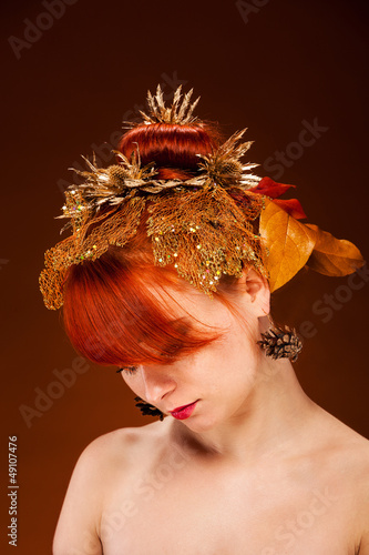 Photo: Beauty portrait of red Hair female with luxurious Hair Style mak Beauty portrait of red Hair female with luxurious Hair Style mak