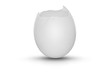 Cracked egg on white background with shadow