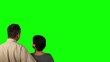Video: Woman and man on a green background. Woman and man on a green background.