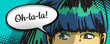 woman peeking out, comics urban art, speech bubble