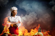 Asian female cook in anger