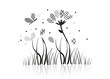 Vector: Blumen und Schmetterling auf einer Wiese Blumen und Schmetterling auf einer Wiese