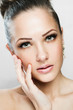 woman with beauty face and clean face skin , glamour makeup
