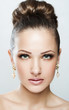 woman with beauty face and clean face skin , glamour makeup
