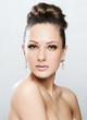 woman with beauty face and clean face skin , glamour makeup