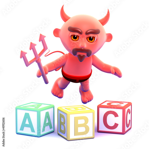 Illustration: Devil learns his alphabet Devil learns his alphabet