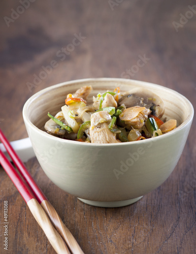 Photo: Wok with vegetables and chicken with soy sauce Wok with vegetables and chicken with soy sauce