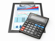 Business concept. Calculator, diagram, grapics and spreadsheet.
