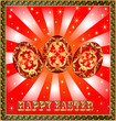 background with Easter eggs and golden rays