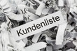 Papierschnitzel Stichwort Kundenliste