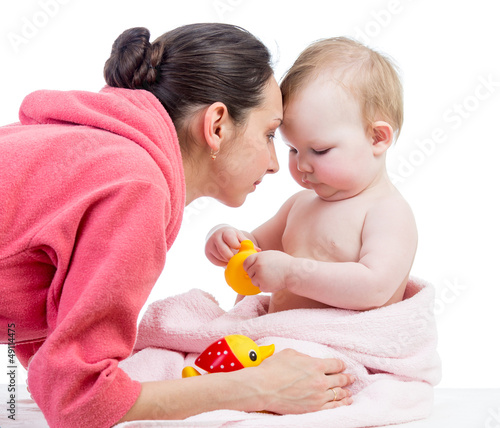 Photo: mother and baby after bathing mother and baby after bathing