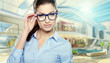 Modern business woman in the office with copy space