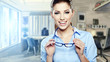 Modern business woman in the office with copy space