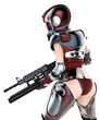 mercenary girl in action back view