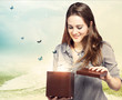 Girl Opening a Magical Present