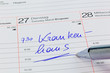 Eintrag im Kalender: Krankenhaus