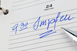 Eintrag im Kalender: Impfen