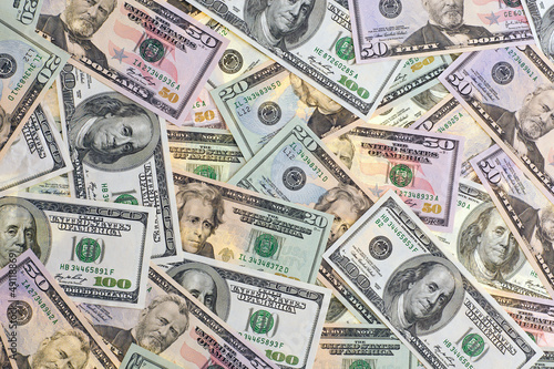 Photo: Dollar Geldscheine als Hintergrund Dollar Geldscheine als Hintergrund