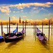 Gondolas at Venice's sunset 01