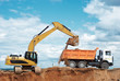 wheel loader excavator and tipper dumper