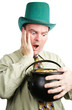 Leprechaun Excited by Pot of Gold