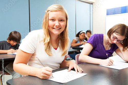Photo: Pretty Blond Girl in Class Pretty Blond Girl in Class