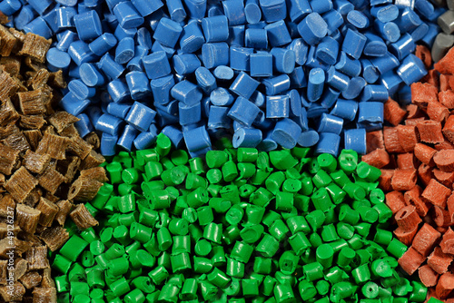 Photo: tinted plastic pellets tinted plastic pellets
