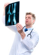 Photo: cheerful doctor examining feet x-ray cheerful doctor examining feet x-ray