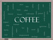 Coffee Word Cloud Concept on a Blackboard