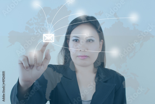 Photo: Business Lady pushing Mail. Business Lady pushing Mail.