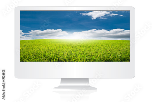 Illustration: Blue sky on Monitor Screen. Blue sky on Monitor Screen.