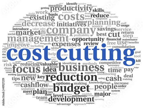 Illustration: Focus on costs cutting concept Focus on costs cutting concept